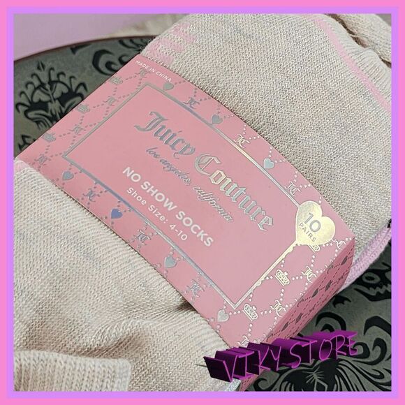 💕 NWT Juicy Couture Multicolor No Show Socks 10 Pairs Size 4–10 #7205 💕 - Picture 3 of 3